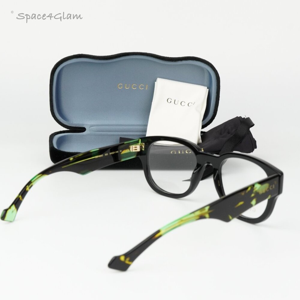 BRAND NEW Gucci GG1429O 003 Black Green Havana Square Men Eyeglasses GG 1429O - Picture 5 of 7